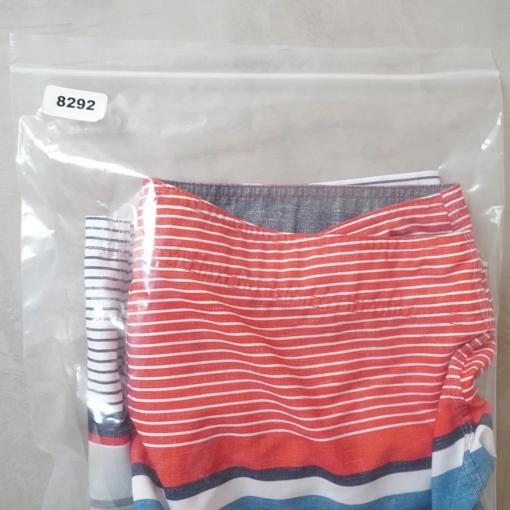 Rip Curl Mens Board Shorts Size 34 Striped Orange Blue Swim Trunks Surf 8292